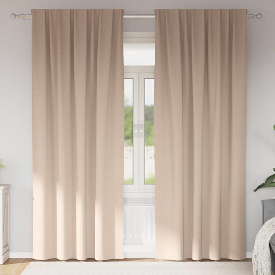 vidaXL Set of Window Curtains with Tunnel Brown 140x260cm