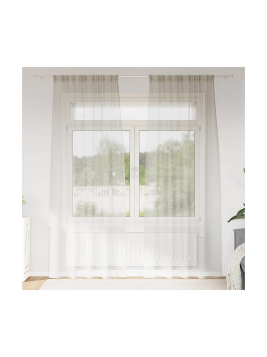 vidaXL Set Perdele Cu Coafură Bej 140x260 cm
