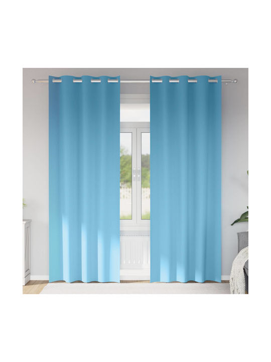 vidaXL Set Perdele Cu Capse Albastre 140x245cm