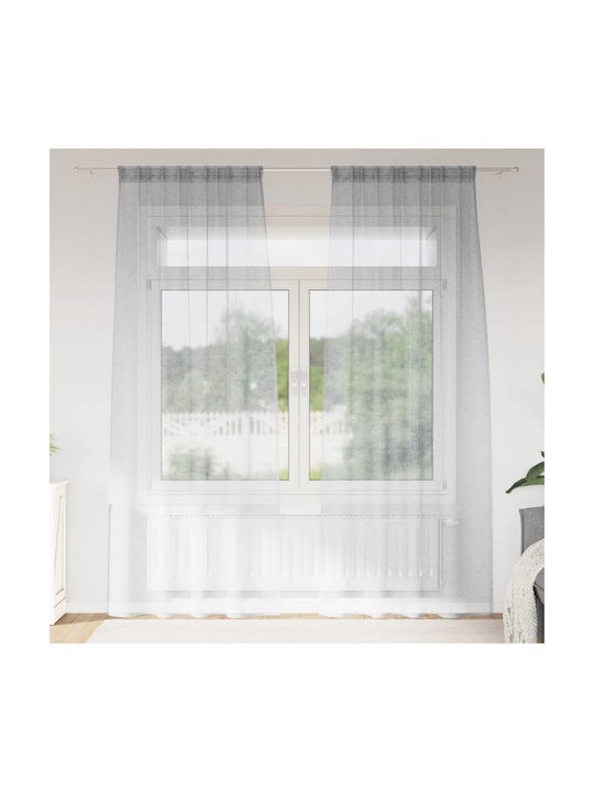 vidaXL Set Perdele Cu Coafură Gri 140x225 Cm