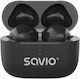 Savio TWS-02 PRO In-ear Bluetooth Handsfree Ακουστικά με Θήκη Φόρτισης Μαύρα