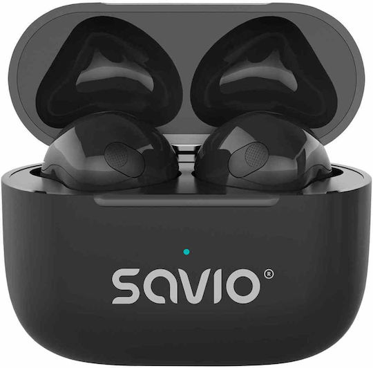Savio TWS-02 PRO In-ear Bluetooth Handsfree Ακουστικά με Θήκη Φόρτισης Μαύρα