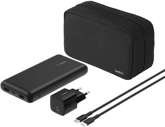 Belkin BoostCharge Set Power Bank 20000mAh cu Port USB-A și 2 Porturi USB-C Negru