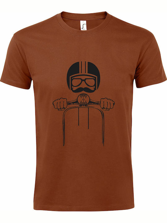 Bluze Imprimate Unisex Vespa Rider Terracotă