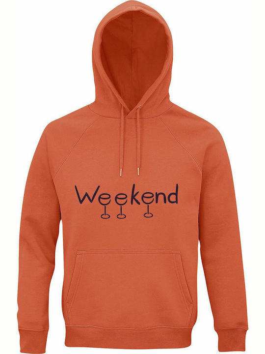 Hoodie Unisex Organic "wine Weekend Lover" Sweet Orange