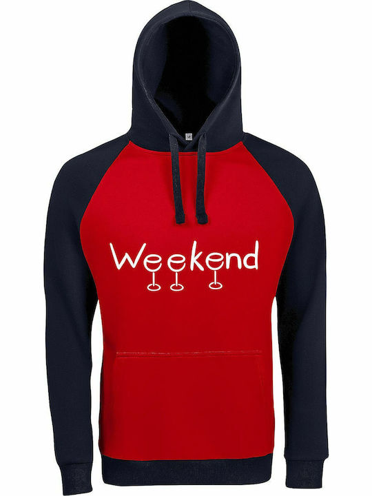 Hoodie Unisex "wine Weekend Lover" Red Navy