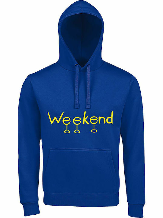 Hoodie Unisex "wine Weekend Lover" Royal Blue