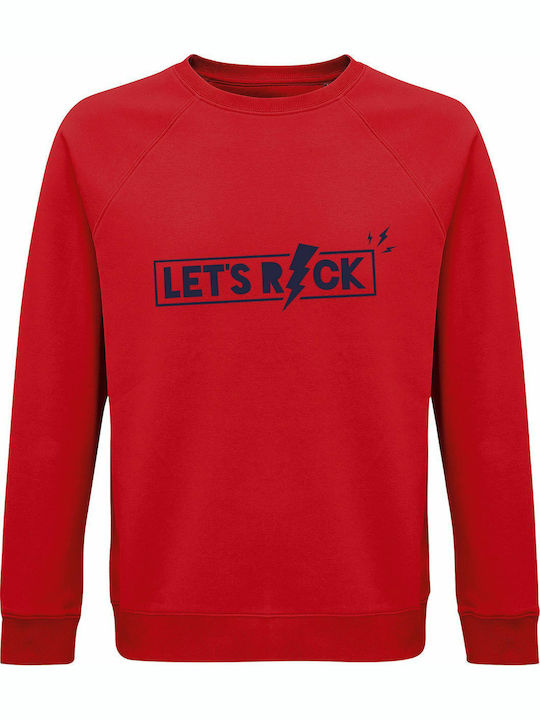Sweatshirt Unisex Organic "let's Rock" Red
