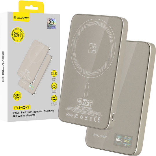 Blavec BJ-04 Ultra Slim MagSafe Power Bank 5000mAh 22.5W Gold