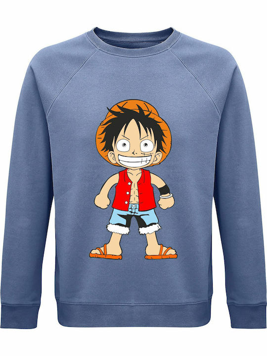 Unisex Bio-Sweatshirt "Luffy Ein Stück" Blau