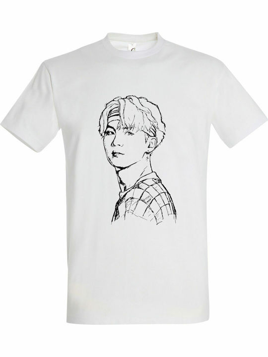 Унисекс T-shirt Bts Kim Kpop Бяло
