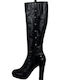 Leder Damenstiefel Schwarz