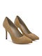 Leather Pointed Toe Stiletto Tabac Brown High Heels