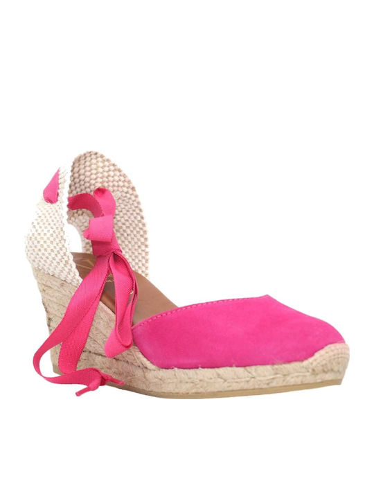 Women's Suede Platform Espadrilles Fuchsia