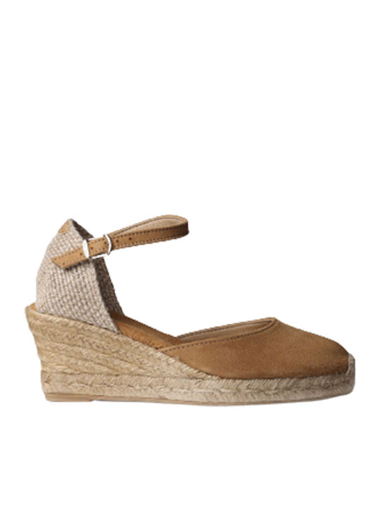 Women's Leather Platform Espadrilles Tabac Brown