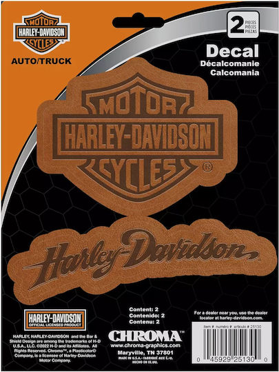Harley-Davidson Stickers Leather Look 2pcs Harley-Davidson Decal Chroma Bar & Shield Leather Look