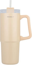 Homely Θερμός Straw Tumbler 900ml Sandstone Homely Θερμός Straw Tumbler 900ml Sandstone