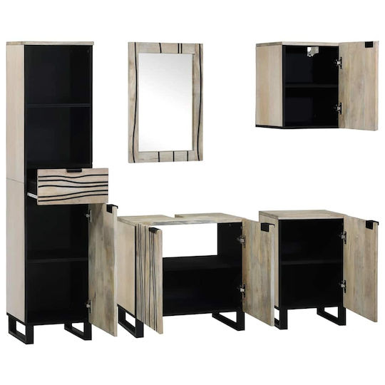 vidaXL Шкаф със Мивка, Огледало & Колона Д38xШ33xВ160см Walnut
