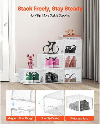 Vevor Plastic Storage Case for Shoes 6pcs