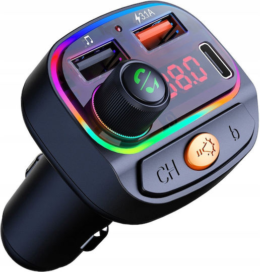 Swissten Bluetooth 5.3 Fm Transmitter Fast Charge 15 5w Rgb Mp3 Playback Black