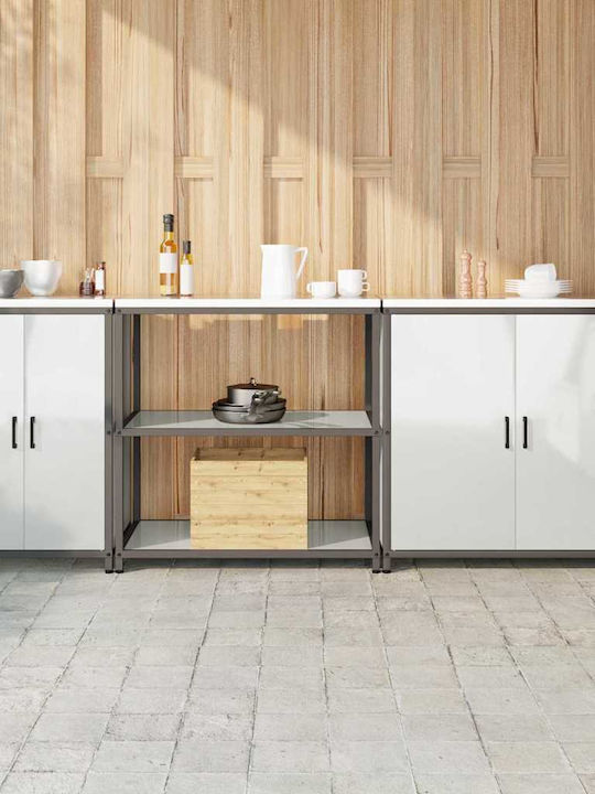Vidaxl Σετ Αποθήκευσης Κουζίνας Ράφι Άλλο 3 Pcs Ασημί 210 X 50 X 92 Εκ