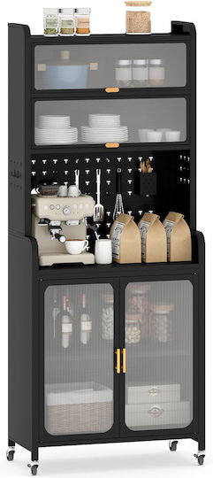 Costway Black Kitchen Rack Wheels Ergonomic Design Jv11319dk+