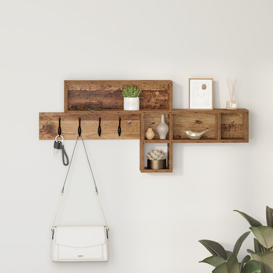 vidaXL Wooden Wall Hanger Brown 100x43.5cm 1pc