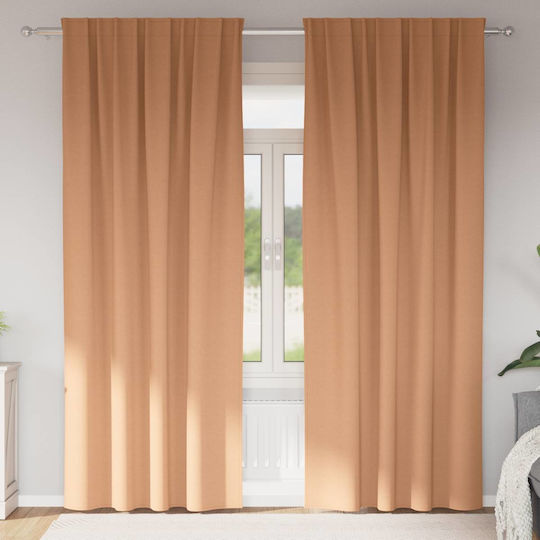 vidaXL Σετ Κουρτίνες Παραθύρου με Τρέσα Καφέ 140x225εκ.