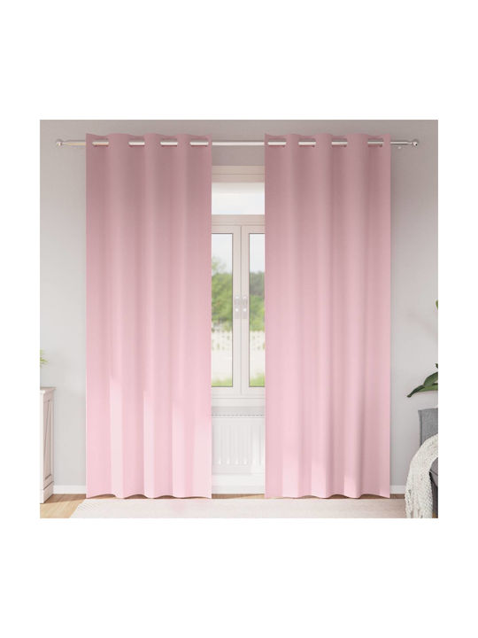 vidaXL Set Perdele Cu Capse Roz 140x225cm