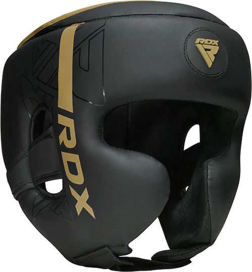 RDX Adult Open Face Boxing Headgear Leather Gold