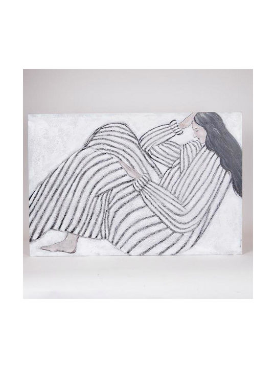 Panou Pânză Figură Feminină Alb-Negru 60x3.8x90cm