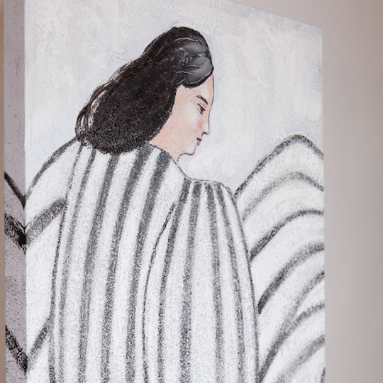 Canvas Painting Female Figure White-Black 60x3.8x90cm