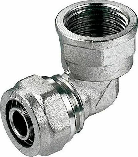 Pipe Elbow Fitting Female Mechanical Compression Multilayer Ø18 X 2.0 X 1/2" Heavy Duty Bauherr