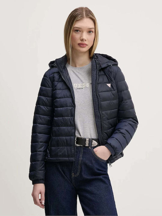 Women's Puffer Jacket for Winter with Hood Blue