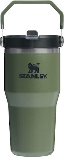 Stanley Iceflow Flip Straw Tumbler Glass Thermos Stainless Steel BPA Free 600ml Dried Pine With Straw