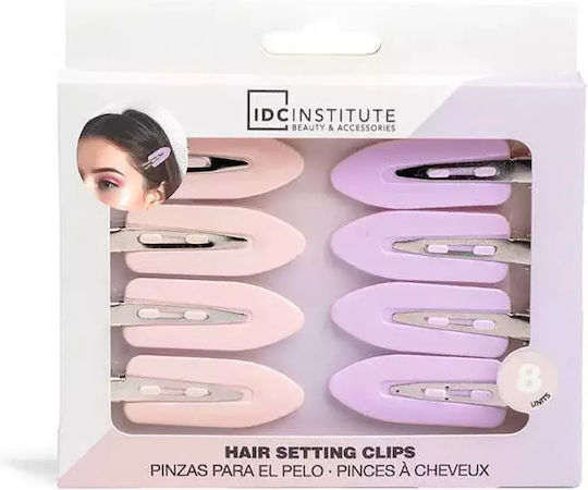 Idc Institute Hair Setting Clips Σετ Κλιπς Μαλλιών Σομόν & Μωβ 4+4 Τεμ