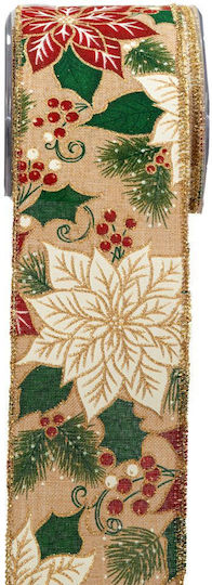 Лента Poinsettia Glitter 4,3смx9м Натурална