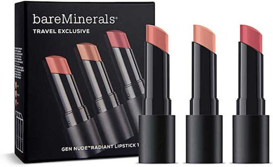 Travel Exclusive Set Bareminerals Gen Nude Radiant Cocoa Cream Lipstick Infatuation 3.35 G + Gen Nude Radiant Cocoa Cream Lipstick Friendship 3.35 G + Gen Nude Radiant Cocoa Cream Lipstick Swag 3.5 G