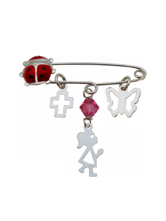 Atofio Kosmima Child Safety Pin made of White Gold 9K