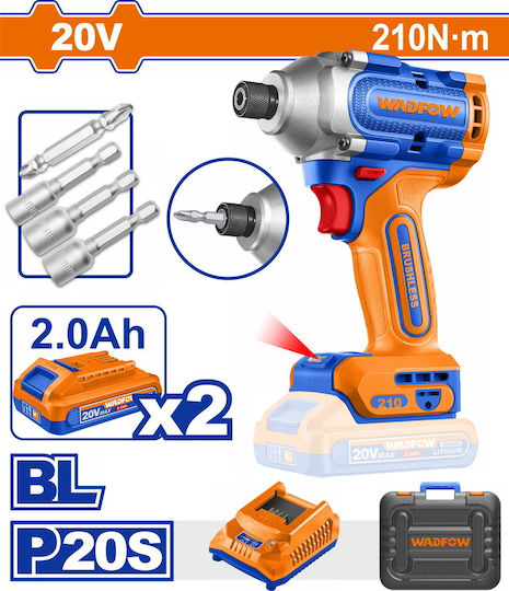 Wadfow WCD2B21E Παλμικό Κατσαβίδι Μπαταρίας Brushless 20V 2x2Ah