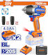 Wadfow WCD1B78E Brushless Μπουλονόκλειδο Μπαταρίας 20V 2x4Ah με Υποδοχή 1/2"