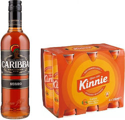 Πακετο 6-kinnie 330ml Me Caribba Negro Rum 500ml