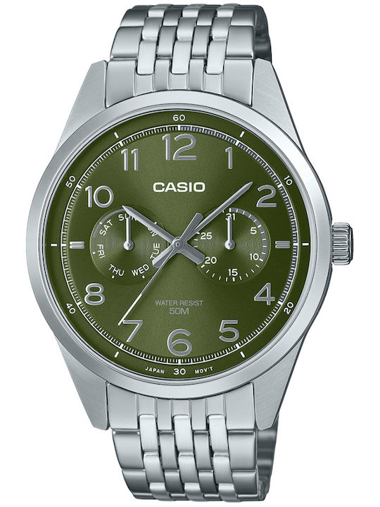 Casio Мъжки Часовник 50мм Хронограф На Батерия Със Сребрист Ацетилен Механизъм