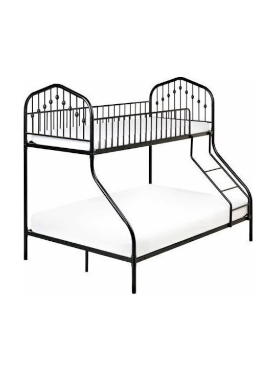 Kids Bed Bunk Single Black for Mattress 90x200cm