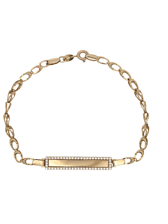 Daskalakis Kids Bracelet ID from Gold 14K with Stones