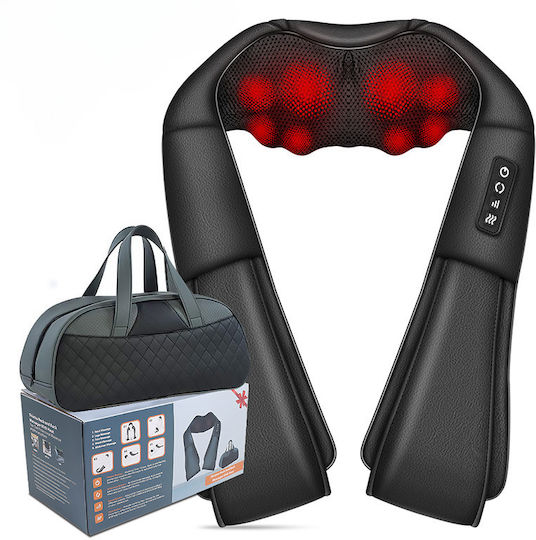 Instrument de masaj Shiatsu pentru gât, talie, spate, picioare & corp cu infraroșii Negru