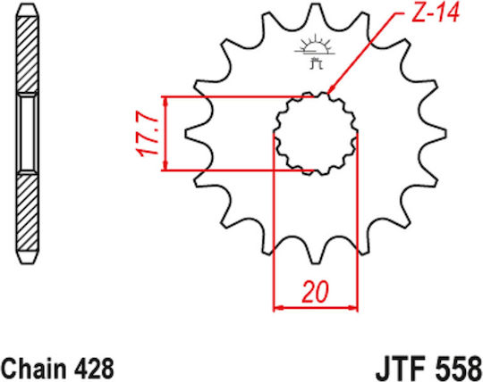 Front Sprocket 558.17 577 17 18nc Yamaha XVS 250 Dragstar 17T PBR
