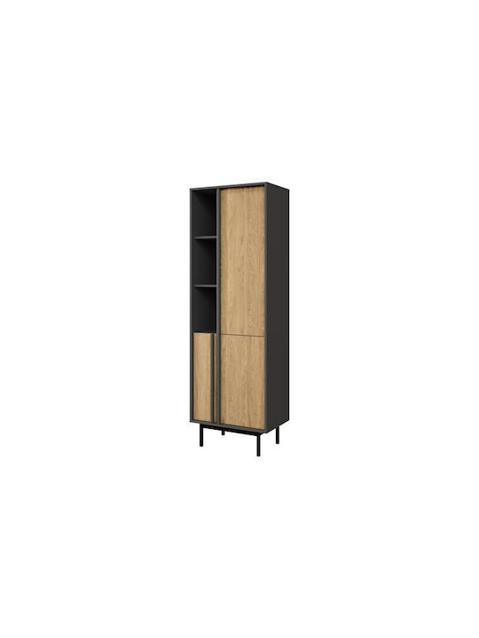 Библиотека Levali 102 Дъб, Антрацит 63x43x195см