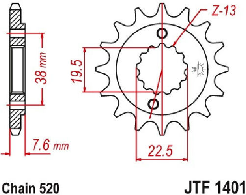 Front Sprocket 1401.14 Fe E9710.14 Ltz 400 14T 2116 14 18nc Pbr