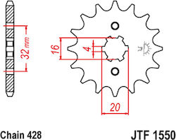 Γραναζι Εμπρος 1550.15 Yamaha Crypton Z F1 15t Rk 1263 416 417 418 425